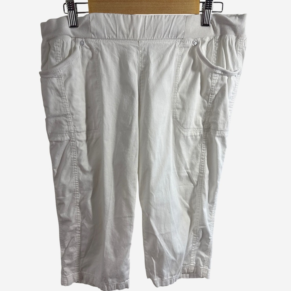 Christopher & Banks Womens Size 10 Capri Pants Lot 2 White Tan Khaki Pull On